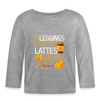Jambières, feuilles et café au lait, s’il vous plaît drôle - T-shirt manches longues bio Bébé - gris chiné - Devant