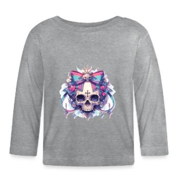 Totenkopf Todenschädel Skull Skulls - Baby Bio-Langarmshirt - Grau meliert - Vorne