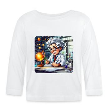 Cute professor with white hair and glasses - Organic Baby Long Sleeve T-Shirt - white - Front
