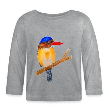 Bunter Vogel - Baby Bio-Langarmshirt - Grau meliert - Vorne