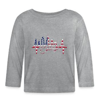 Chicago Skyline Heartbeat USA Heart I Love Chicago - Organic Baby Long Sleeve T-Shirt - heather grey - Front