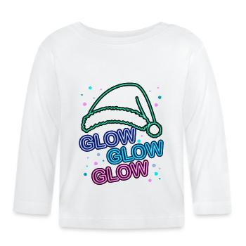 Glow Glow Glow Chapeau de Père Noël lumineux - T-shirt manches longues bio Bébé - blanc - Devant