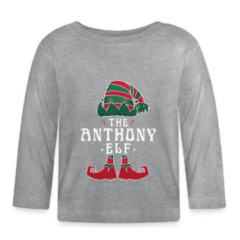 Anthony Elf Familie Passende Gruppe Weihnachten Mama - Baby Bio-Langarmshirt - Grau meliert - Vorne
