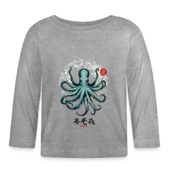 Conception d’affiche japonaise Octopus Ukiyo-E Kanji - T-shirt manches longues bio Bébé - gris chiné - Devant