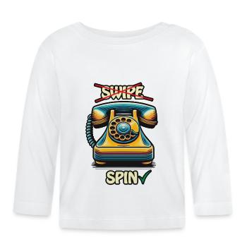 Retro-Vintage-Wählscheibentelefon Lebendige Farbe - Baby Bio-Langarmshirt - Weiß - Vorne