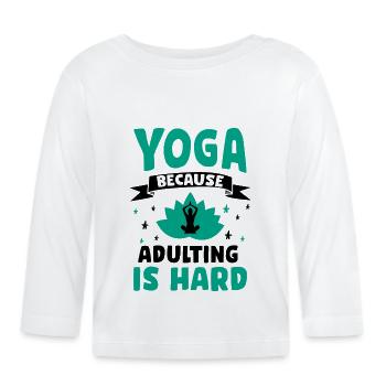 Emménager est difficile - Tahirt Funny Yoga - T-shirt manches longues bio Bébé - blanc - Devant