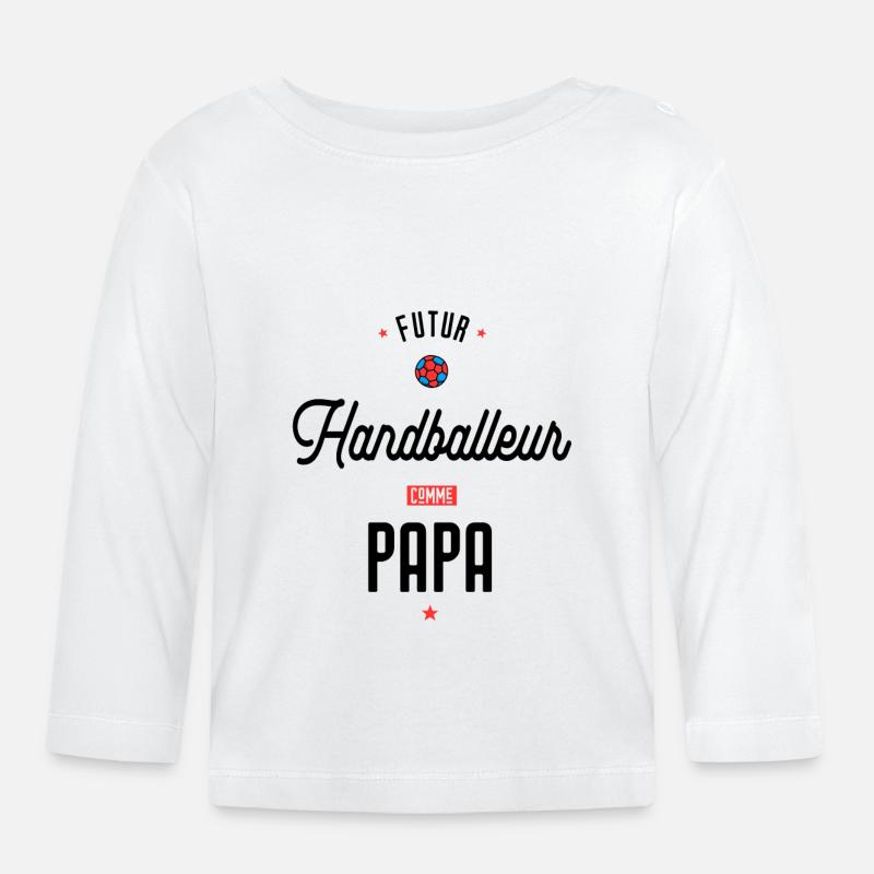 Futur handballeur comme papa - T-shirt manches longues bio Bébé - blanc