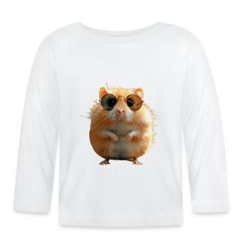 Hamster avec lunettes de soleil Hamster doré Hamster mignon - T-shirt manches longues bio Bébé - blanc - Devant