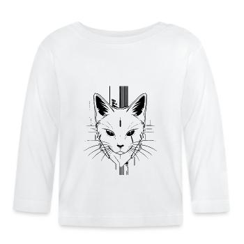 Chat au look steampunk - T-shirt manches longues bio Bébé - blanc - Devant