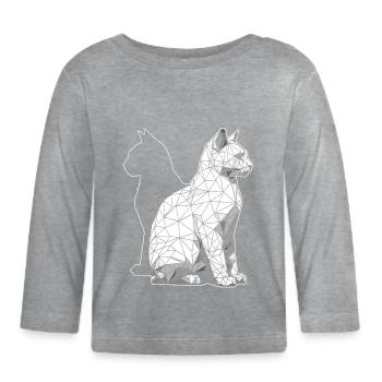Abstrakte geometrische polygonale Katze - Baby Bio-Langarmshirt - Grau meliert - Vorne