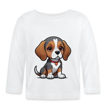 Beagle Love Pup - Organic Baby Long Sleeve T-Shirt - white - Front