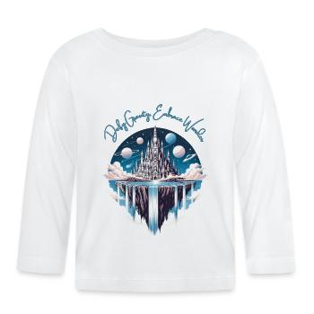 Floating Island with an Upside Down Castle - Organic Baby Long Sleeve T-Shirt - white - Front
