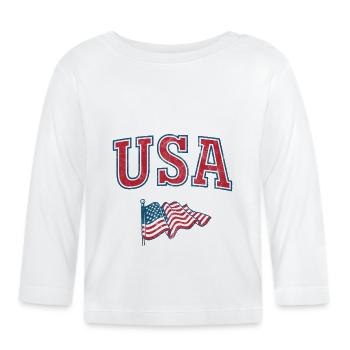 USA Flag - Organic Baby Long Sleeve T-Shirt - white - Front