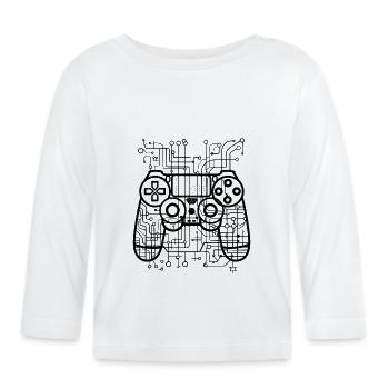 Manettes de jeu - T-shirt manches longues bio Bébé - blanc - Devant