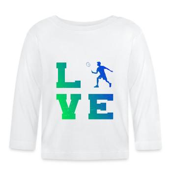 Badminton, badminton, joueur de badminton, squash - T-shirt manches longues bio Bébé - blanc - Devant