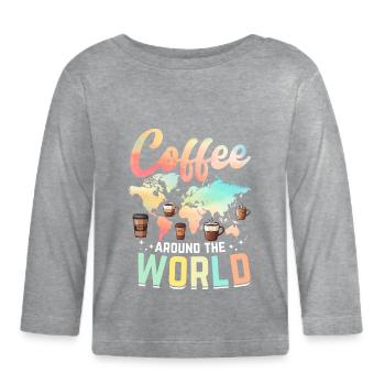 Coffee Around The World - Baby Bio-Langarmshirt - Grau meliert - Vorne