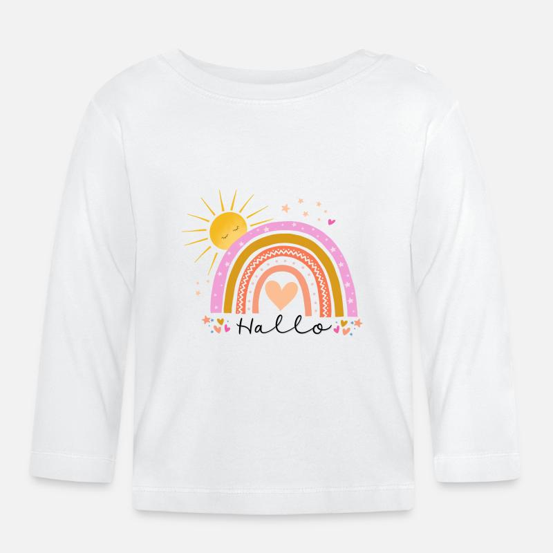 Regenbogen - Baby Bio-Langarmshirt - Weiß