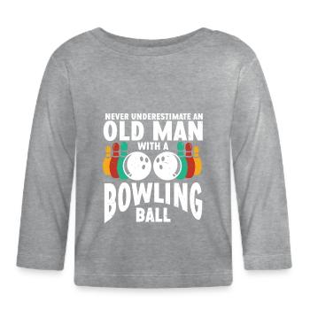 Boule de bowling Bowler - T-shirt manches longues bio Bébé - gris chiné - Devant