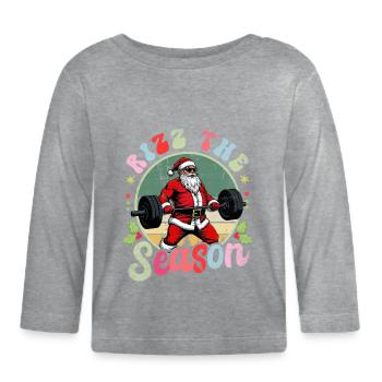 Rizz La saison Drôle Père Noël Noël - T-shirt manches longues bio Bébé - gris chiné - Devant