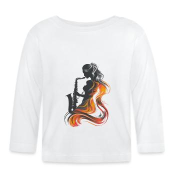 Saxophonist Graphic Design - Organic Baby Long Sleeve T-Shirt - white - Front