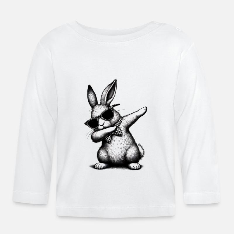 Floss Dance Bunny - Baby Bio-Langarmshirt - Weiß