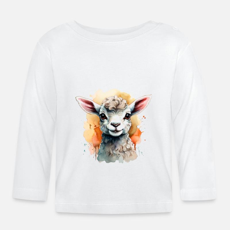 Lämmchen - Baby Bio-Langarmshirt - Weiß
