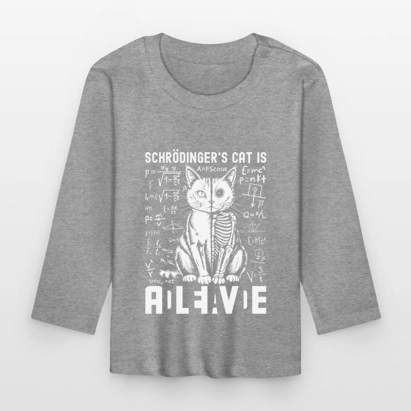 Le chat de Schrödinger mort et vif T-shirt manches longues bio Bébé