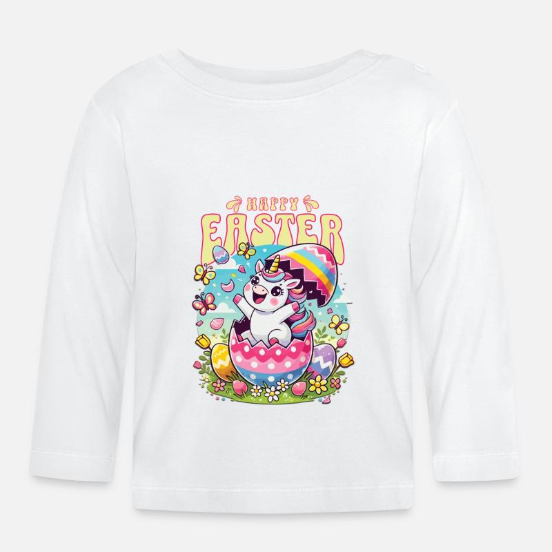Easter Happy Easter Easter Bunny Easter Egg Spring - Organic Baby Long Sleeve T-Shirt - white