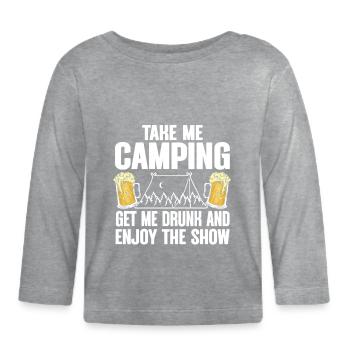 Camping Campfire Camper - Organic Baby Long Sleeve T-Shirt - heather grey - Front