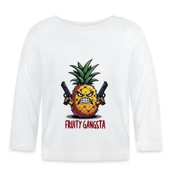 Pineapple Fruity Gangsta L’ananas le plus dur du monde - T-shirt manches longues bio Bébé - blanc - Devant