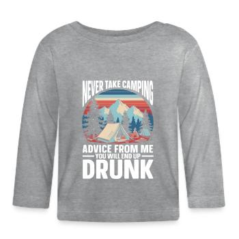 Camping Campfire Camper - Organic Baby Long Sleeve T-Shirt - heather grey - Front