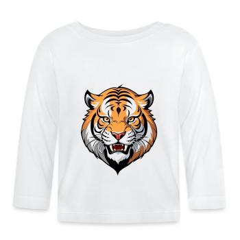 Tigerkopf Grafik Tribal Stil - Baby Bio-Langarmshirt - Weiß - Vorne