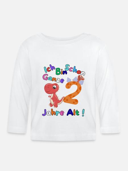 Birthday Design–I'm Whole 2 Years Old - Organic Baby Long Sleeve T-Shirt - white