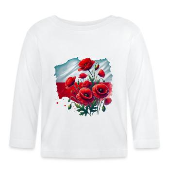 Coquelicots polonais Art du drapeau national - T-shirt manches longues bio Bébé - blanc - Devant