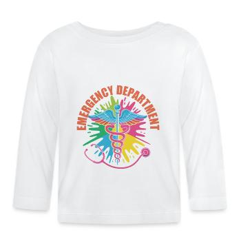 Emblème d’urgence coloré - T-shirt manches longues bio Bébé - blanc - Devant