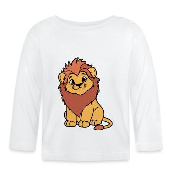 Lionceau cartoon chaleureux - T-shirt manches longues bio Bébé - blanc - Devant