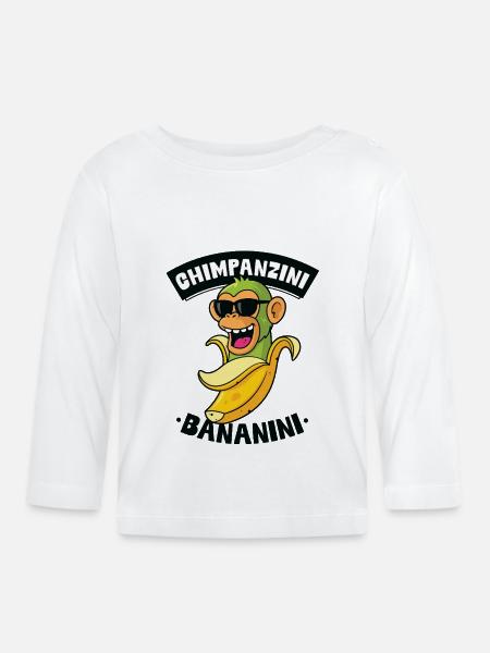 Schimpansen Bananini - Baby Bio-Langarmshirt - Weiß
