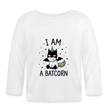 JE SUIS UN BATCORN – Super-héros licorne - T-shirt manches longues bio Bébé - blanc - Devant