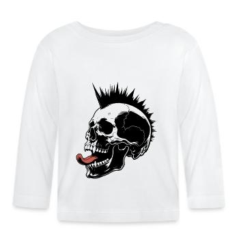 Skull Mohawk Punk Rocker Totenkopf - Baby Bio-Langarmshirt - Weiß - Vorne