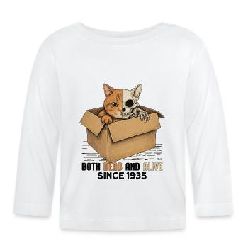 Le chat de Schrödinger à la fois mort et vivant depuis 1935 - T-shirt manches longues bio Bébé - blanc - Devant