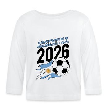 Flamme de football argentine 2026 avec drapeau - T-shirt manches longues bio Bébé - blanc - Devant
