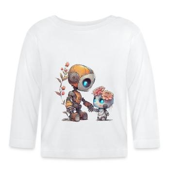 Robot mignon avec enfant - T-shirt manches longues bio Bébé - blanc - Devant