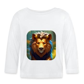 Proud Lion - Organic Baby Long Sleeve T-Shirt - white - Front