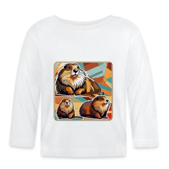 Marmottes mignonnes - T-shirt manches longues bio Bébé - blanc - Devant