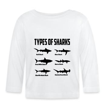 Espèces de requins - T-shirt manches longues bio Bébé - blanc - Devant