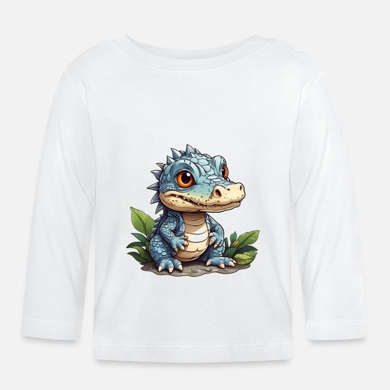 petit alligator mignon - T-shirt manches longues bio Bébé - blanc