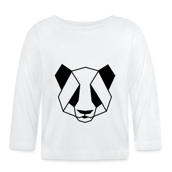 Panda head geometric black white cute animal - Organic Baby Long Sleeve T-Shirt - white - Front