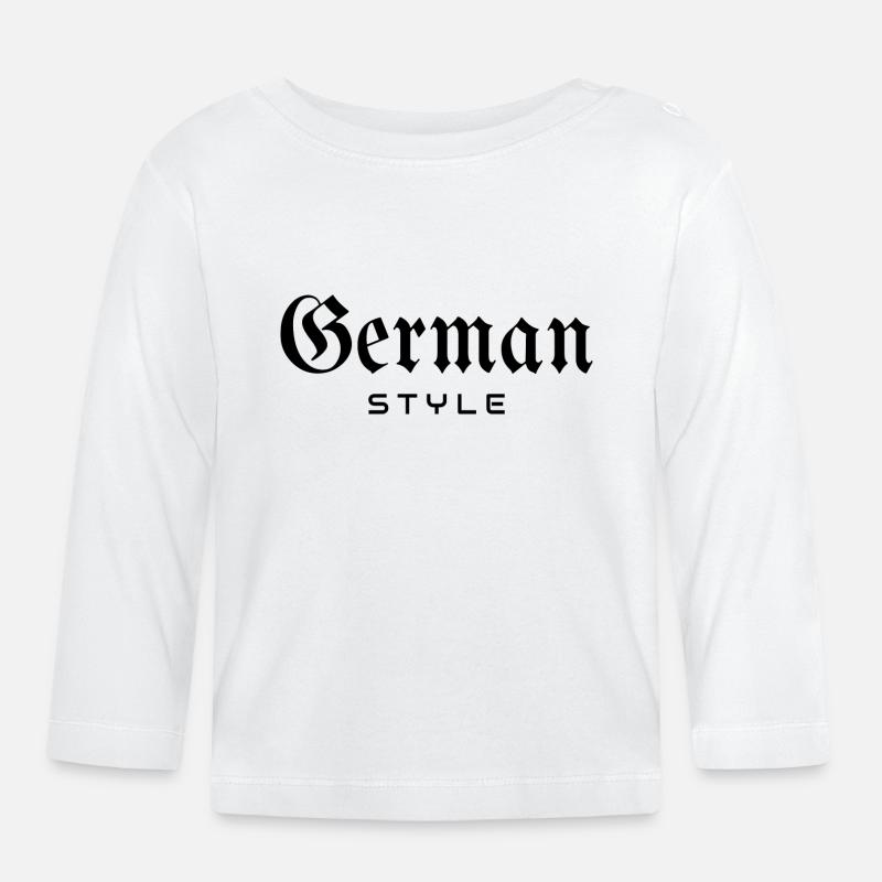 "German Style" Schriftzug (schwarz) - Baby Bio-Langarmshirt - Weiß