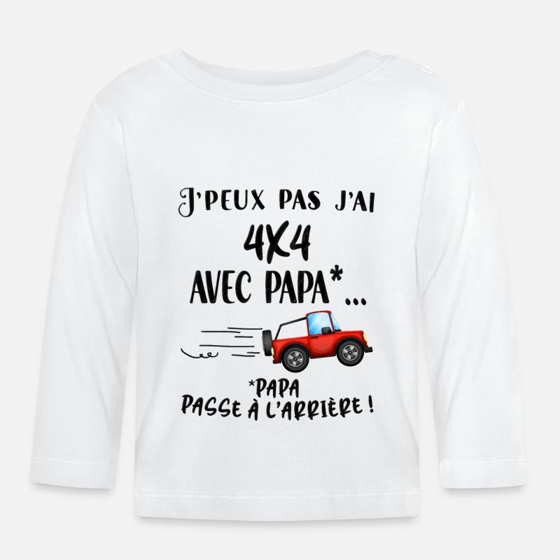 bébé 4x4 avec papa - T-shirt manches longues bio Bébé - blanc
