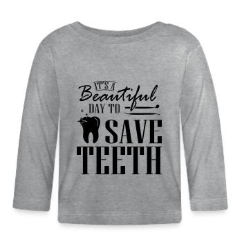 Save Teeth Dentist - T-shirt manches longues bio Bébé - gris chiné - Devant